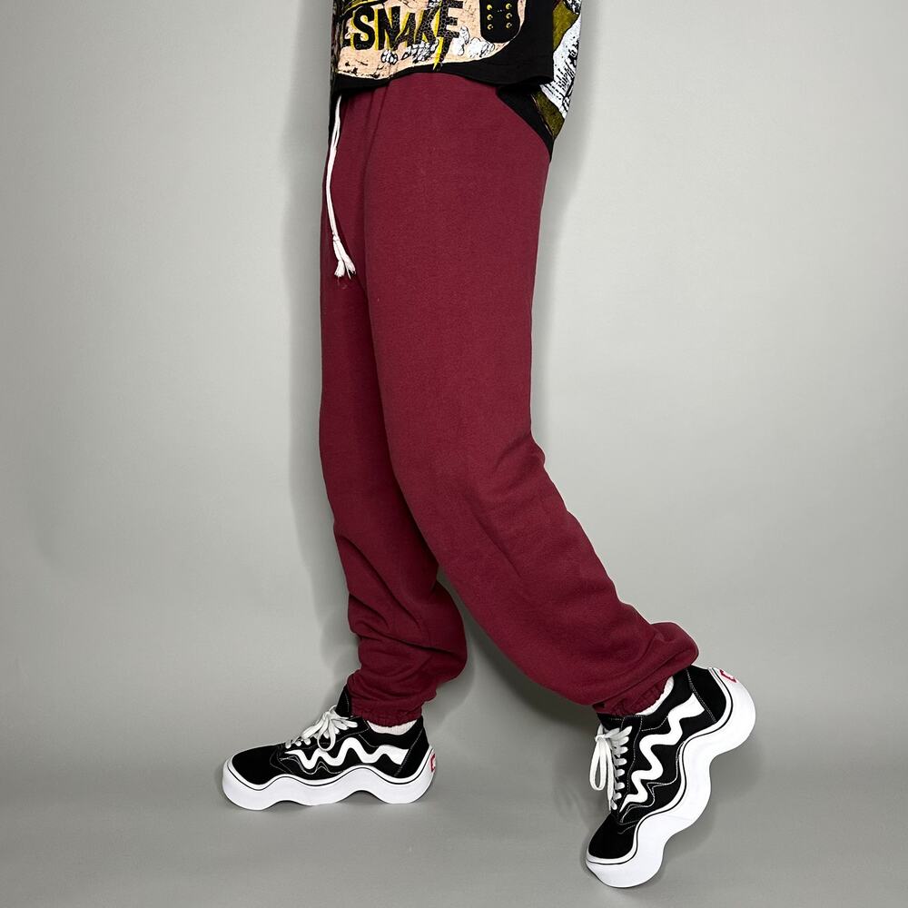Vintage 90s Russell Sweatpants Mens L Baggy Maroon Red Cotton Joggers Made USA